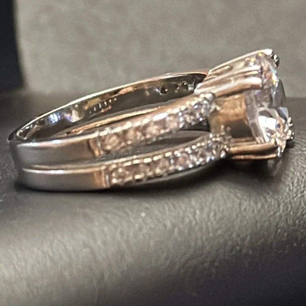 Round Turmaline With Rhodium Plated Silver-Tone Size 8.5 Ring